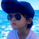 HOOLDW Classic Kids Sunglasses Fashion Boys Colorful Mirror Children Sun Glasses Metal Frame Girls Outdoors Goggle Glasses UV400