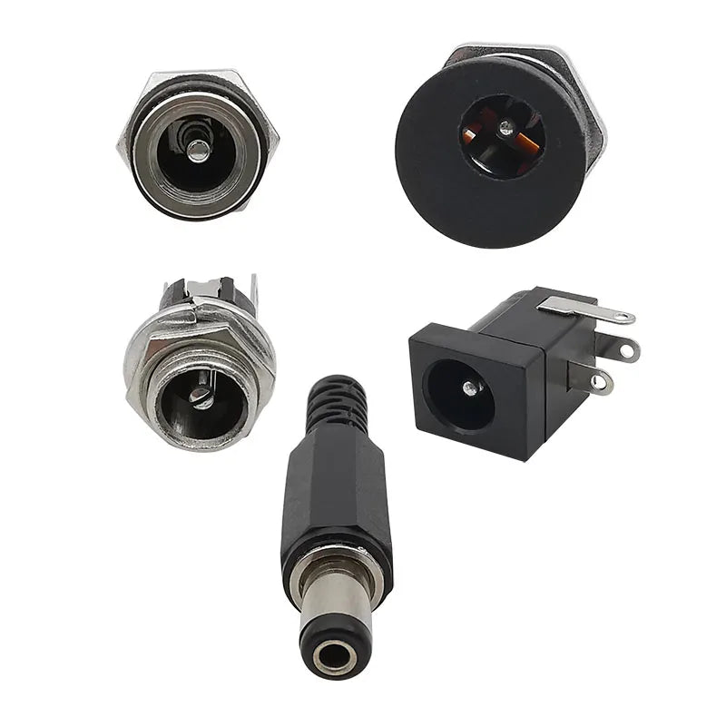 10Pcs DC Power Jack Socket Connector 5.5*2.1mm 3.5x1.3mm Male Female DC005 DC022 DC099 DC plug socket Nut Panel Mount Adapter