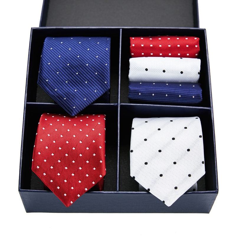 Gift box packing Silk Ties For Men Novelty Hanky  Set 3 Styles  Men&