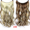 Allaosify 22 inches Clip on Wire Fish Line Hair Extensions Secret Invisible Wire One Piece for Ombre Hair Synthetic Hairpiece