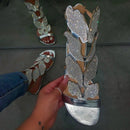 KAMUCC Strass Damen Sommer Neu Weich-Rutschfeste Sandalen Schaumstoffsohle Langlebige Schmetterlingssandalen Damen Outdoor Strandsandalen