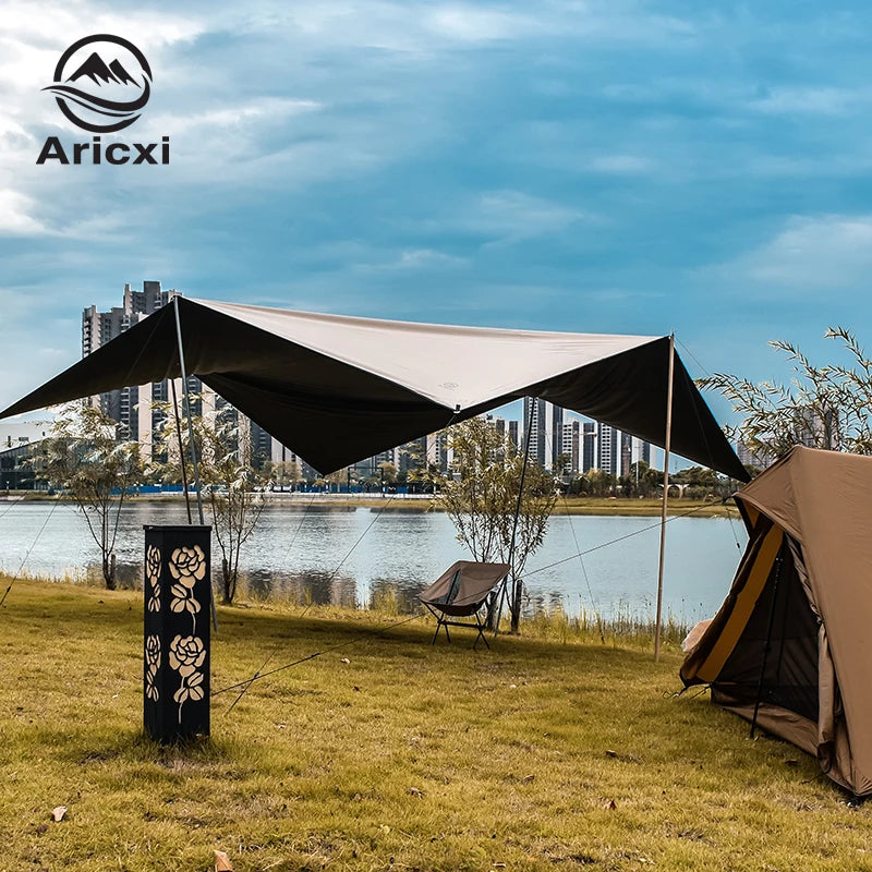 Aricxi Black Coating  Tarp Outdoor Camping Sun Shelter Shade Awning Thickened 210D Oxford cloth ANTI UV  high waterproof tarp