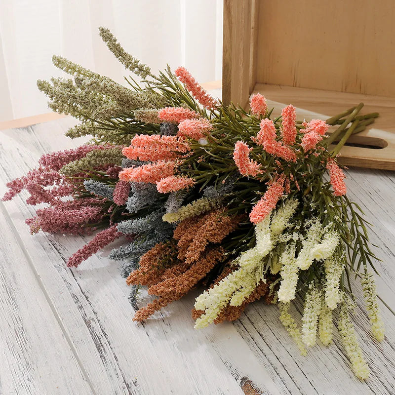 Artificial Beautiful Lavender Flowers Foam Wheat Crafts Fake Flower Wedding Home Artificial Plants Bouquet Christmas Decoration