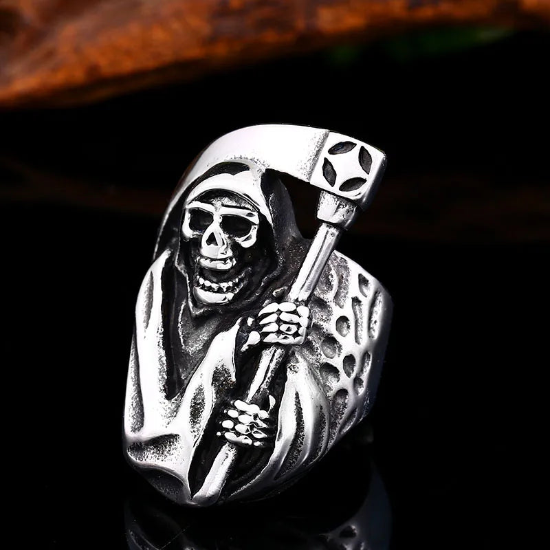 Beier 2022 New Designs 316L Stainless Classic Hell Skull Grim Reaper Men's Ring Punk Party High Quality Jewellery LLBR8-143R