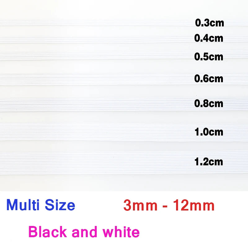 3/4/5/6/8/10MM White/Black Flat Elastic Bands Elastic Rubber Band Wedding Garment Elastic Tape For DIY Sewing Stretch Rope Acces