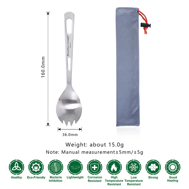 Boundless Voyage Titanium Tableware Travel Flatware Titanium Knife Fork Spoon Chopsticks Straw Outdoor Camping Picnic Cutlery