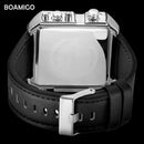 BOAMIGO brand men sports watches 3 time zone big man fashion military LED watch leather quartz wristwatches relogio masculino
