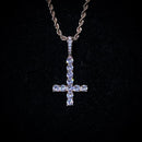 TOPGRILLZ New Upside Down CROSS Pendant High Quality Iced Out Cubic Zirconia Men's Necklace Hip Hop Fashion Jewelry For Gift