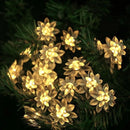 Solar Powered String Lights Outdoor 7M 50 LED Lotus Flower Festoon Fairy Light Decorative Lighting for Garden Fence Decorations