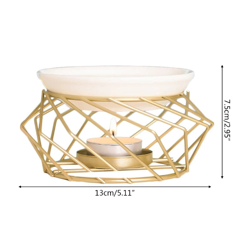 Aromatic Oil Burner, Geometric Ceramic Essential Oil Candle Holder Wax Melt Burner Warmer Melter fragrance for Home Office Decor