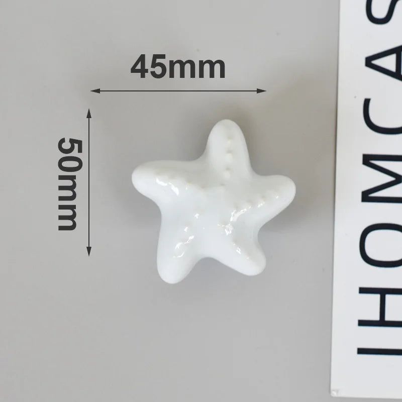 IHOMCASA Ceramic Knob Heart Seastar Shell Children Room Furniture Hardware Cabinet Handles Kitchen Wardrobe Bookcase Drawer Pull