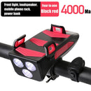 4in1 Bicycle Light USB Charging Lighting Cycling Phone Holders & LED Headlight Horn Bell MTB Power Bank for Bike Accessories