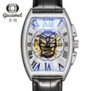 Transparent Skeleton Automatic Mechanical Watch Men Genuine Leather Belt Top Brand Luxury Self Winding Mens Retro Watch Clock