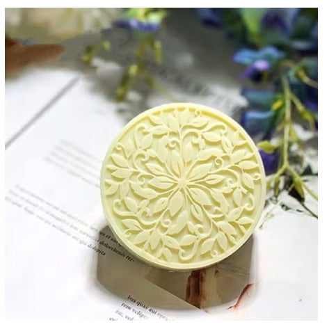 PRZY Mold Silicone Handmade Soap Making Molds Flowers Round Pattern Carving Baking Chocolate Candle Candy Mold Cake Clay Resin