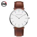 Hannah Martin Hochwertige Roségold Zifferblatt Uhr Herren Leder Wasserdichte Armbanduhr Damen Kleid Mode Japan Quarzwerk Saat