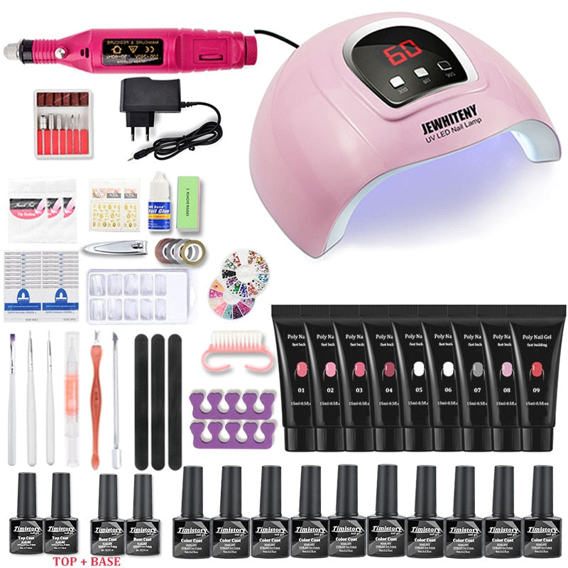 Nail Set 114W/54W UV LED Nail Lamp Dryer 20000RPM Machine Polish Nail Drill And Nail Extension Crystal Paste Nail Art Kit