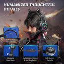 Gaming Headset With Microphone, Demon Cute Cat Ear Noise Reduction Headphones Pink/Black 7.1 For PC Switch PS4 New Xbox