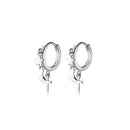 Trendy Genuine 100% 925 Sterling Silver Star Moon Cross Hoop Earrings for Women Lady Girl Party Fine Jewelry