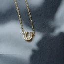 925 Sterling Silver 14K Gold Plated Pavé Crystal Horseshoe U Shape Pendant Necklace Women Fashion Jewelry Accessories