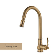 The Antique Pull | Brass Pull-Out Kitchen Faucet