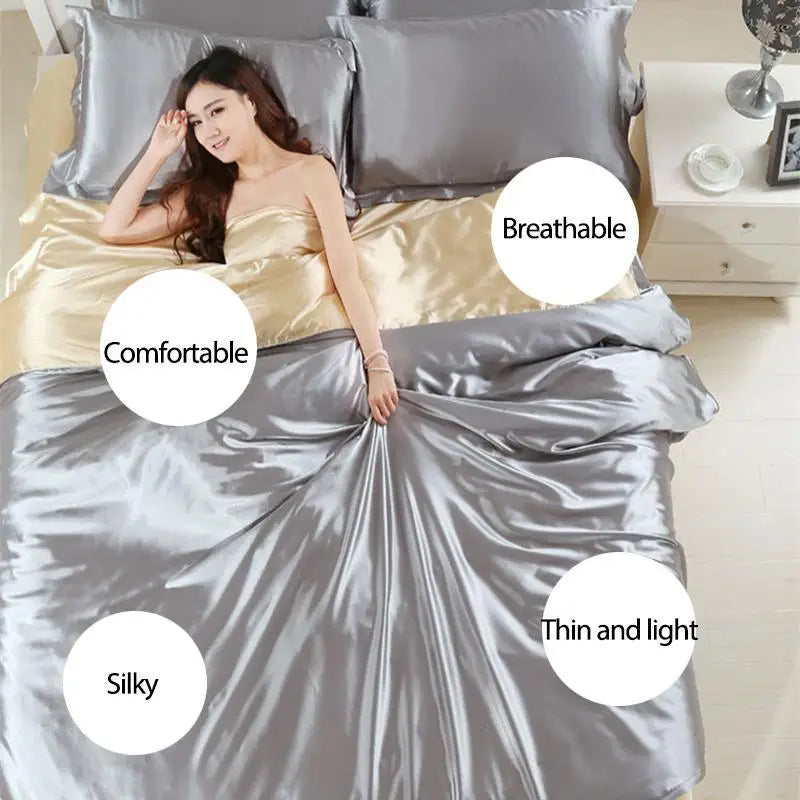 100% pure satin silk bedding set Home Textile King size bed set bed clothes duvet cover flat sheet pillowcases Wholesale