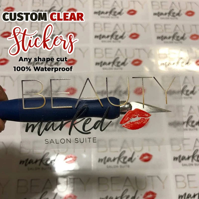 Customized Rectangular Logo Stickers Waterproof Labels Transparent Design Your Own Stickers Personalized Bottle Stickers