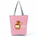 New Lady Tote Bags Black White Cute Cat Printed Fabric Eco Handbag High Capacity Shopping Office Reusable Casual Shoulder Bag