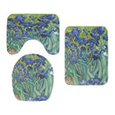Toilet Mat Set 3D Van Gogh Oil Painting Sunflower Starry Night Floor Rugs Bathroom Shower Flannel Non-Slip Carpet Toilet Cushion