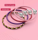 ATHENAIE Colorful Wire Charms Bracelet with 925 Sterling Silver CZ Love Heart Clasp for Women Fit Charm Beads DIY Gift