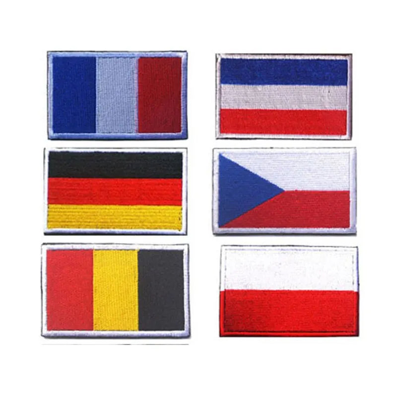 Embroidered Patches Russia Germany Slovakia Lithuania Moldova Faroe Macedonia Montenegro Switzerland Spain France Flags Badges