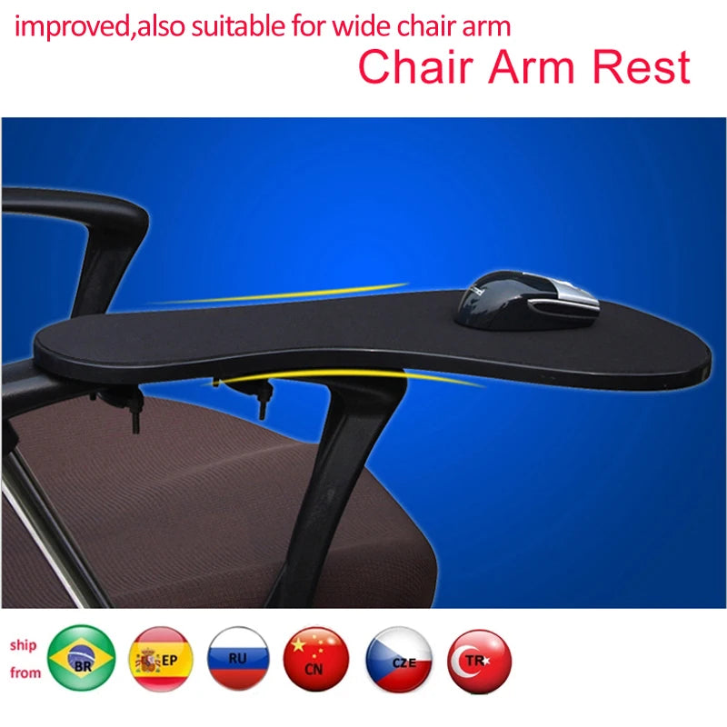 DL-K20 XL Size Chair Arm Rest Mouse Pad Chair Arm Clamping Wrist Support 480*230mm Elbow Rest With Non-slip Mouse Mat K020