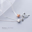 Modian Romantische 925 Sterling Silber Rosenblüten-Muster kurze Halskette für Damen Roségold Farbe Anhänger Luxuriöser Edelschmuck