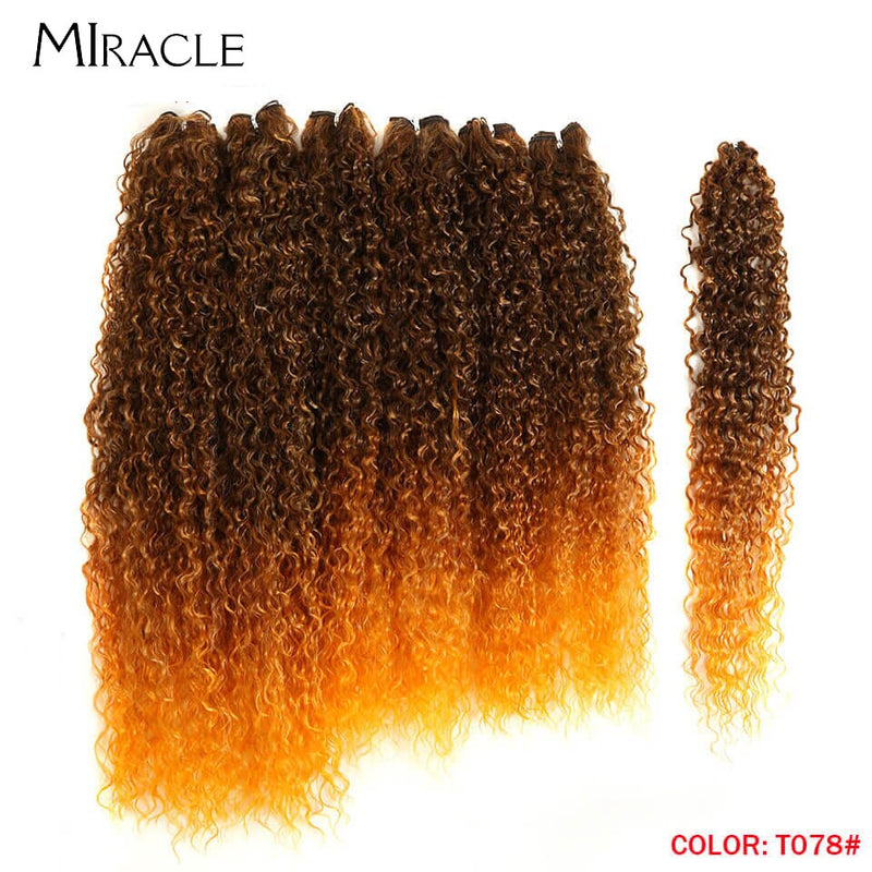 Afro Kinky Curly Hair Bundles 6pcs/Pack 22 24 26inch 1pcs Crochet Hair Ombre Blonde Synthetic Hair Curly Weave Bundles Miracle