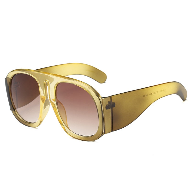HBK Luxury Celebrity Sunglasses Women Men Retro Oversized Oval Sun Glasses Hip Hop Style High Quality Big Frame Brown Gray Lens