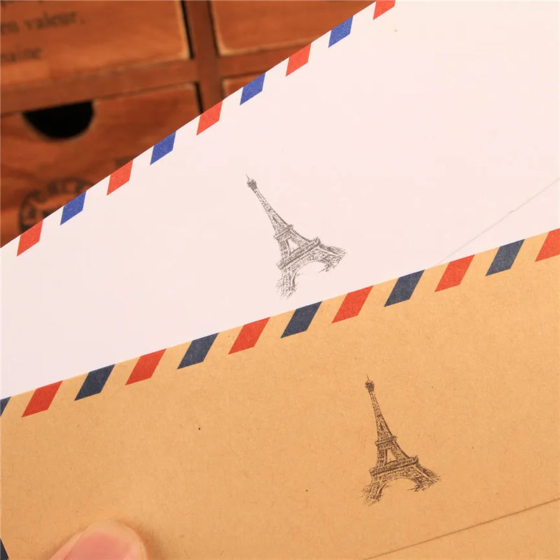 8pcs/pack 17.5x12.5cm Post Paper Envelopes  White Kraft Color Air Mail Letter Envelope