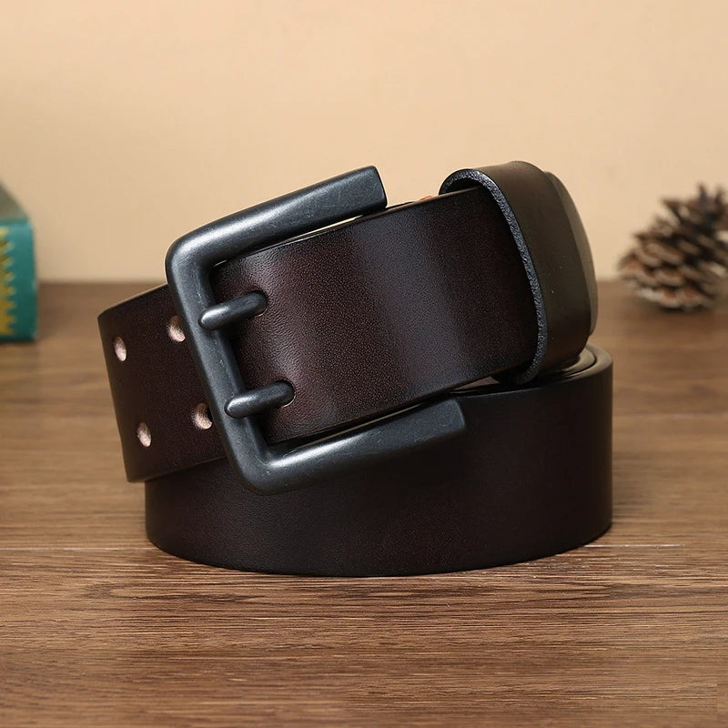 4.3cm Thick High Quality Cowskin Genuine Leather Belt For Men Luxury Designer Male Belt Double Pin Buckle Cowboy Jeans Strap