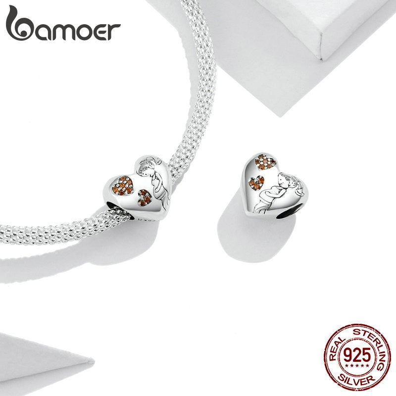 bamoer Maternal Love Enamel Charm for Original Silver Bracelet & Bangle 925 Sterling Silver DIY CZ Jewelry Bracelet SCC1589