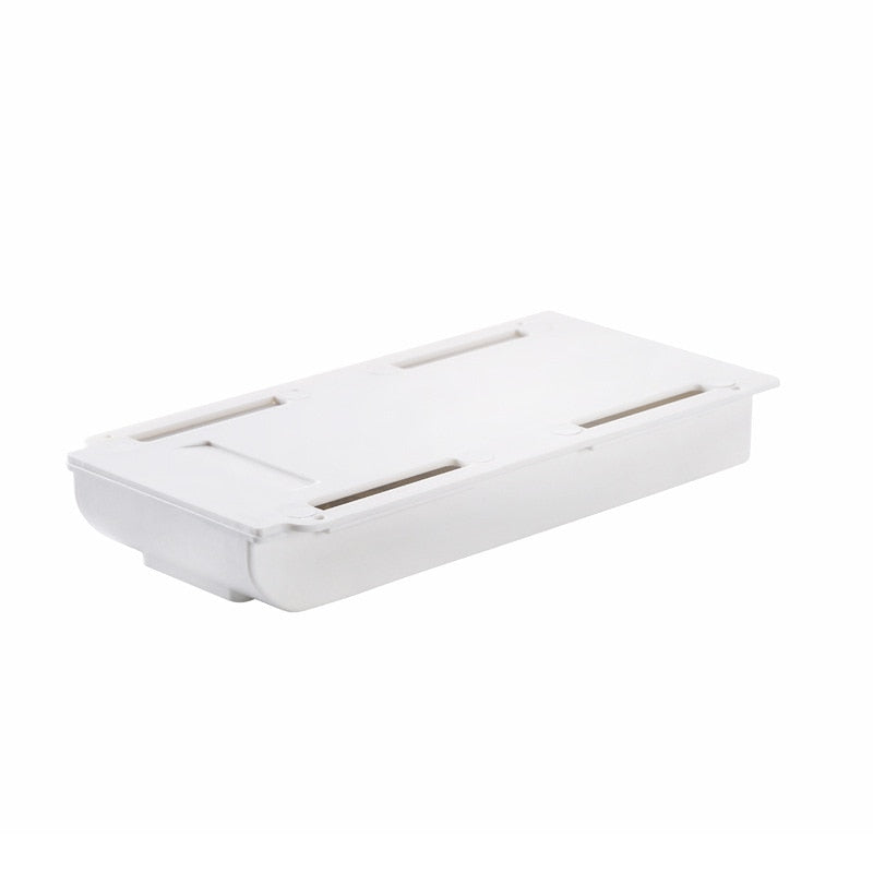 Self-Adhesive Under Desk Drawer Organizer Desktop Sundries Storage Box Hidden Table Pencil Tray Organizer