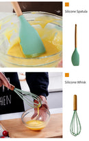 The Atelier | Non-Stick Silicone Kitchen Utensil Set with Wooden Handles