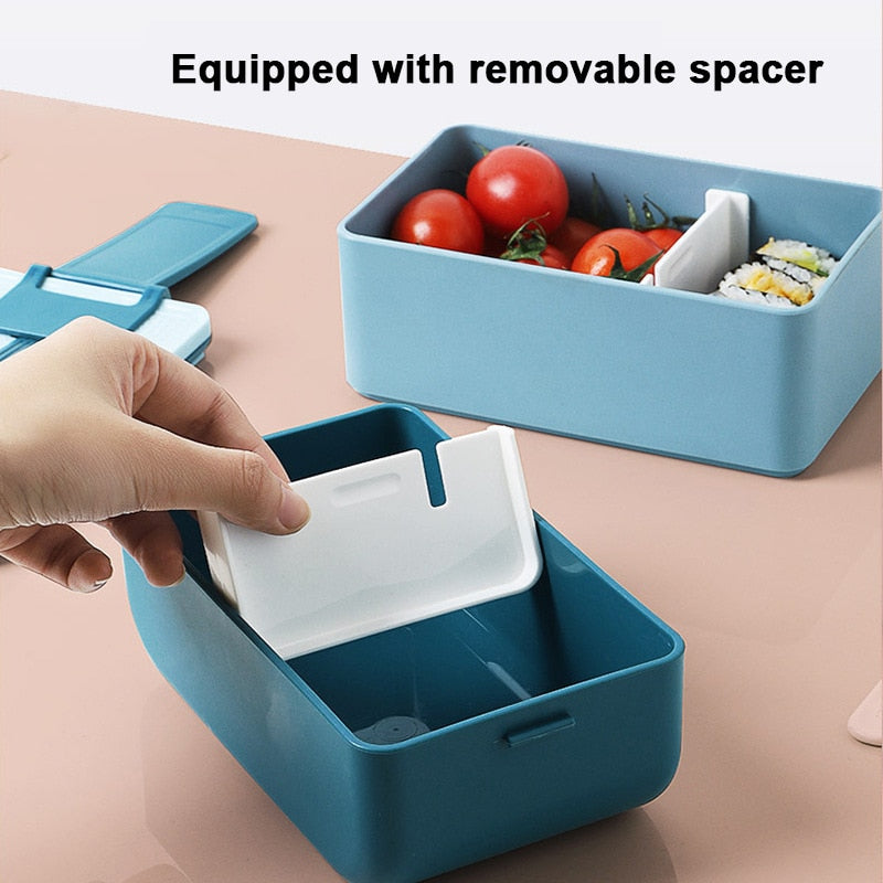 Double-layer bento box for kids Portable japanese style lunch box Leak-Proof food container storage box Microwave Dinnerware