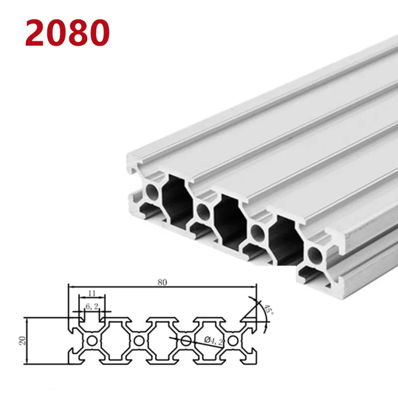 1/2pcs/lot 2020 2040 2060 2080 20100 Aluminum Profile Extrusion 100mm-500mm Length Linear Rail For DIY 3D Printer Workbench CNC