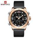 NAVIFORCE Men's Watches Top Brand Luxury Sports Watch For Men Quartz LED Digital Dual Clock Male Full Steel Military Wrist Watch