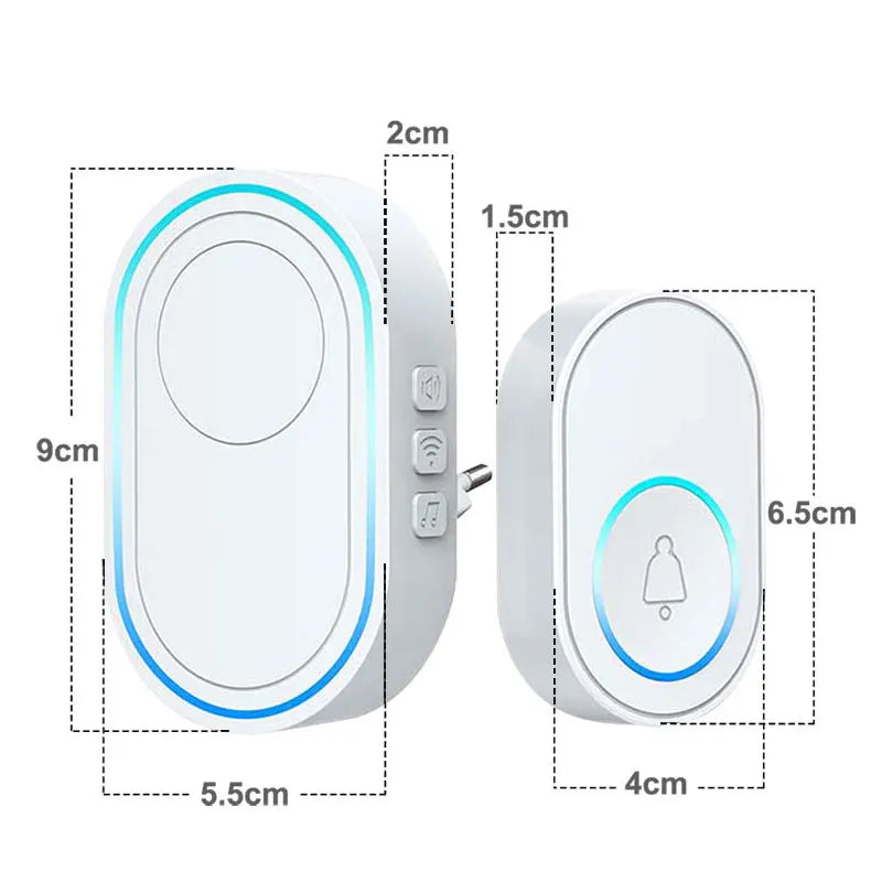 Home Wireless Tuya Smart Doorbell 433Mhz Welcome Doorbell Waterproof Button LED Light 58 Songs 5 Level Volumes 100m Door Chimes