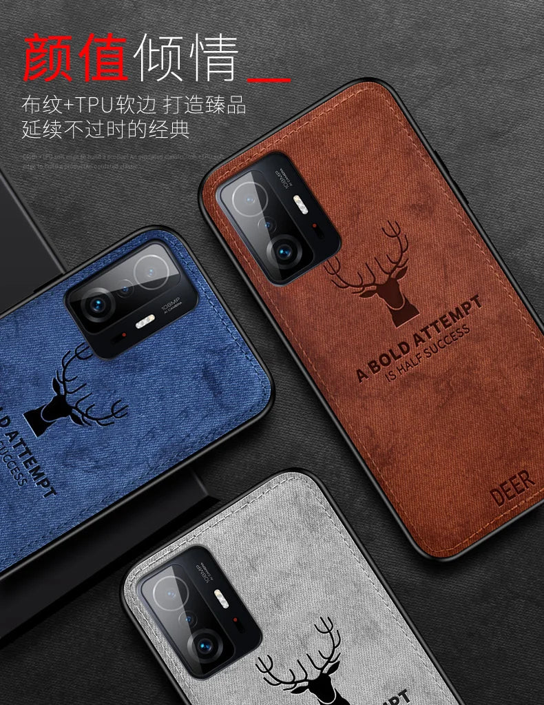 For Xiaomi Mi 11T Pro Case Luxury Soft STPU+Hard fabric Deer Protective Back Cover Case for xiaomi mi 11t mi11t pro phone shell