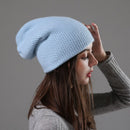 [Rancyword] Women Winter Hats Beanies Knitting Rabbit Wool Fur Hat Female Real Fur Skullies Caps Gorros Solid Color RC1222-2