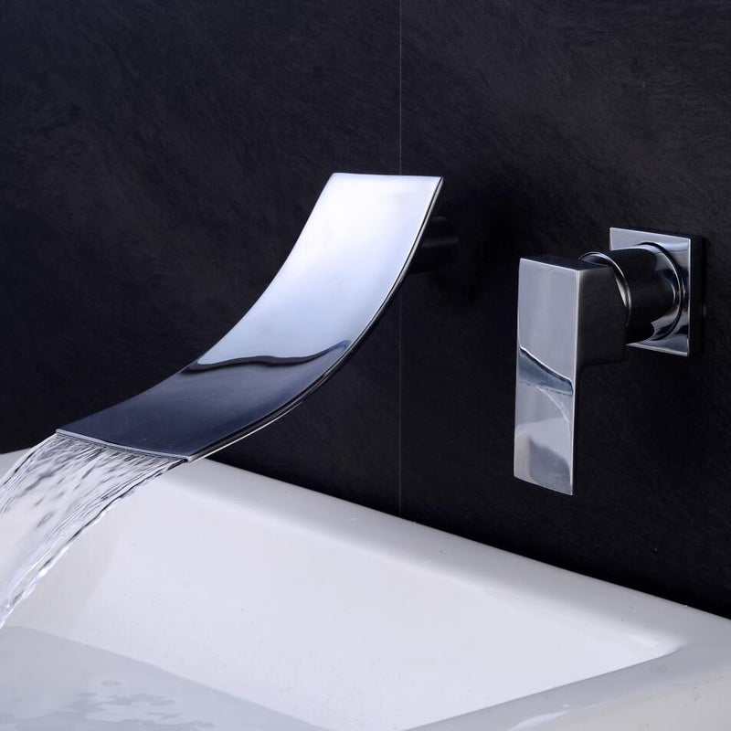 Chrome Black Gold Natural Waterfall Water Faucet Washbasin Sink Mixer Wash Basin Faucet Bathroom Faucet In Wall Installation