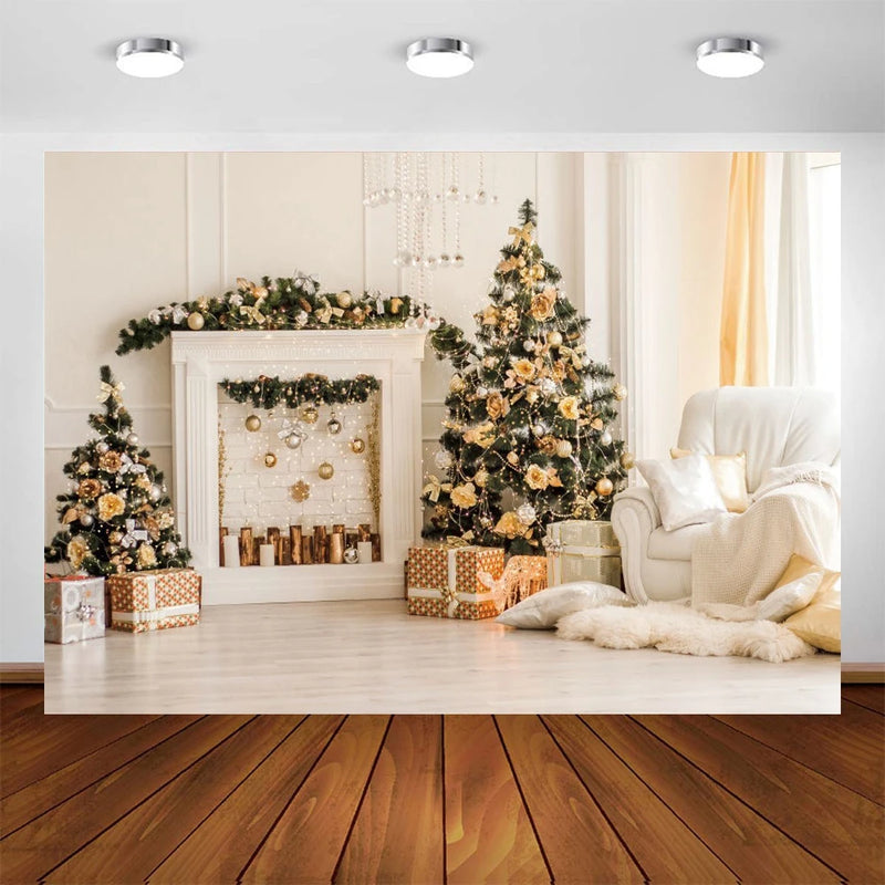 Christmas Backdrop Fireplace Living Room Royal Photography Background Photo Studio Baby Vinyl Photocall Photozone Photophone