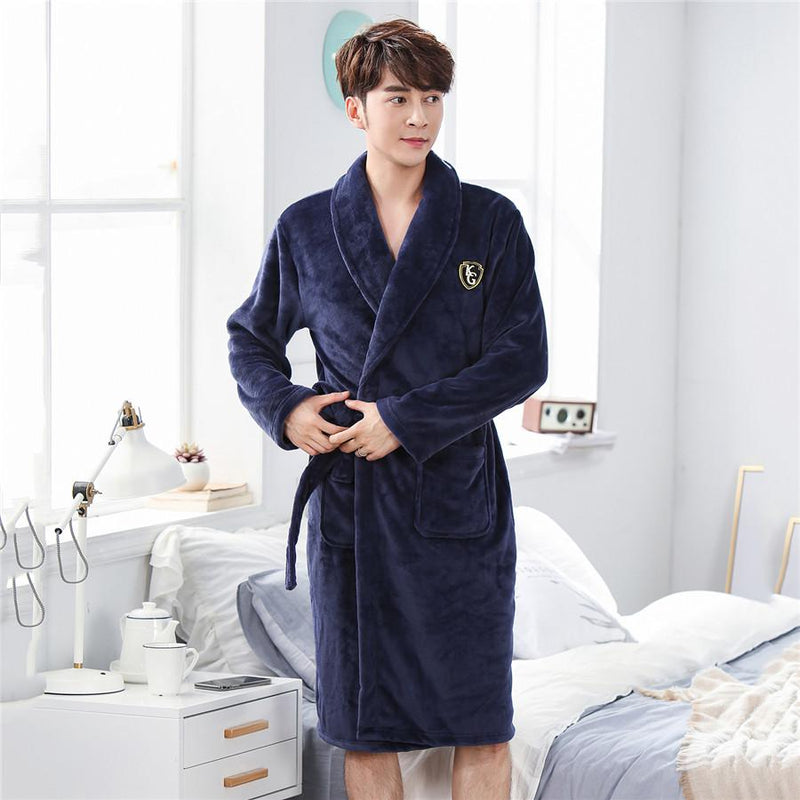 Winter Thick Warm Female Coral Fleece Kimono Robe Lovers Couple Nightgown Bath Gown Sleepwear Men Large Nightwear M L XL XXL 3XL