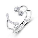 Resizable 925 Sterling Silver Ring Sparkling Cubic Zirconia Smile Face Design Adjustable Ring S925 Silver Jewelry (Lam Hub Fong)