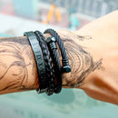 3pcs/Set Hot Men Titanium Steel Roman Numeral Bracelet Horseshoe Buckle Bangles Pulseira Bileklik Luxury Handmade Jewelry